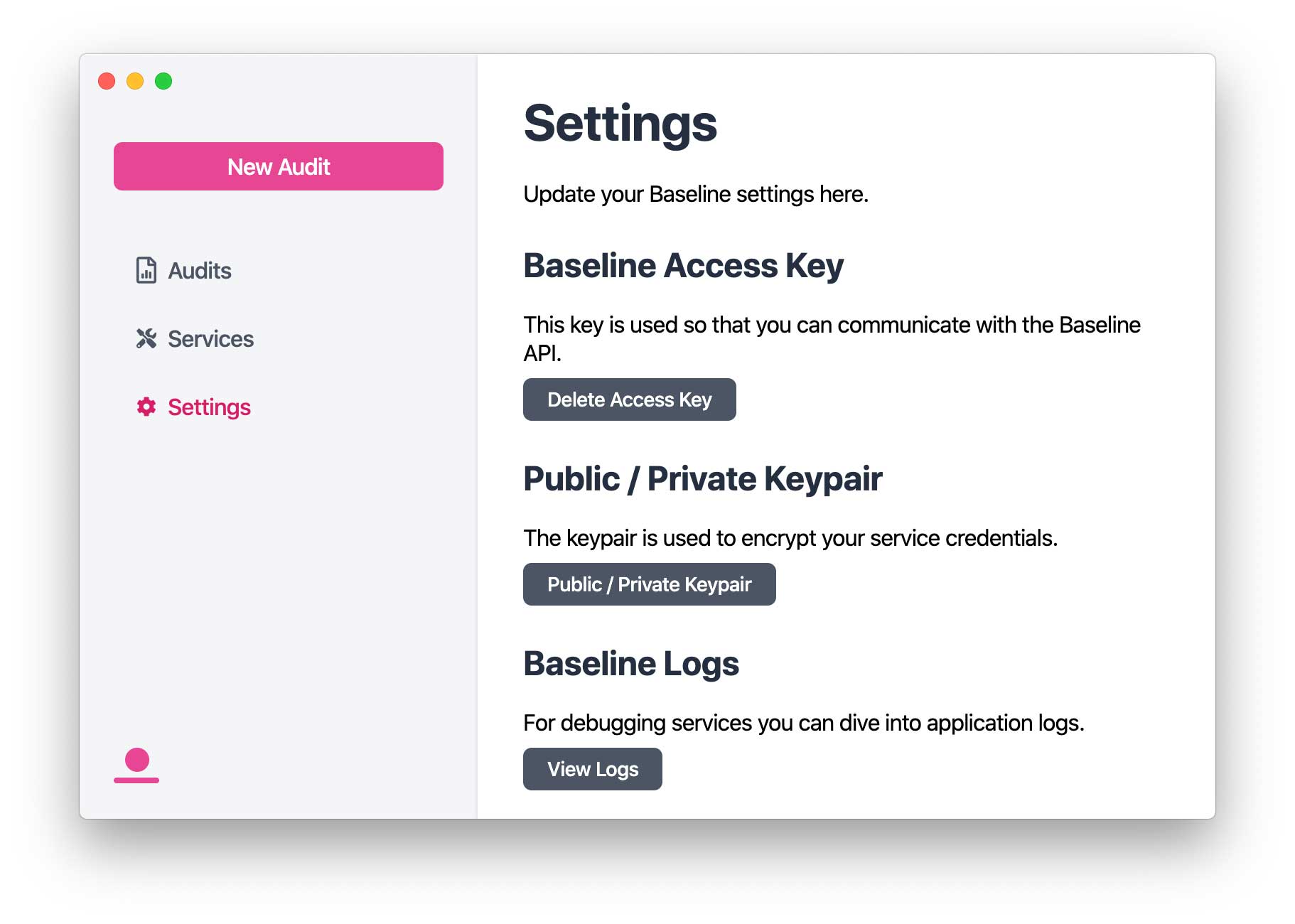 Baseline Application Settings.